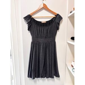 Miuse Women's Empire Waist Bubble Hem Mini Dress Size S Charcoal Gray